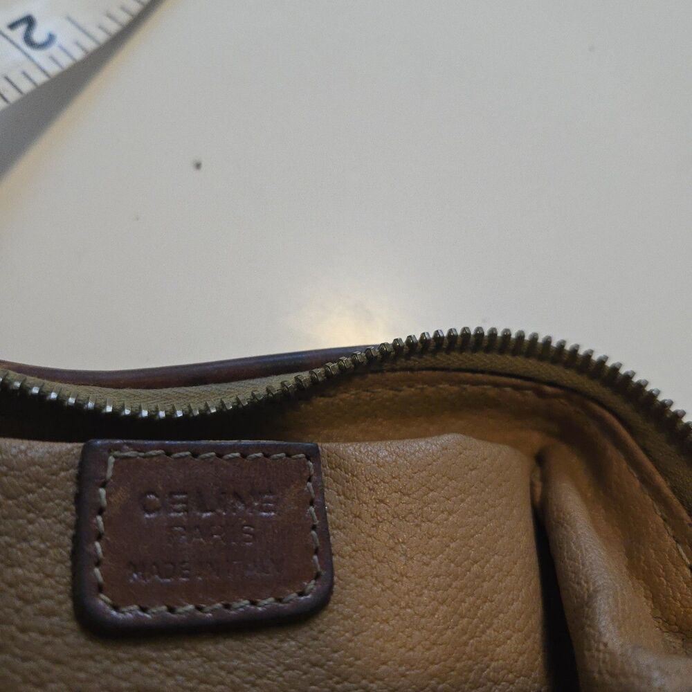 CELINE Old Vintage Pouch PVC Leather Cosmetic Bag Authentic Brown - Picture 14 of 16